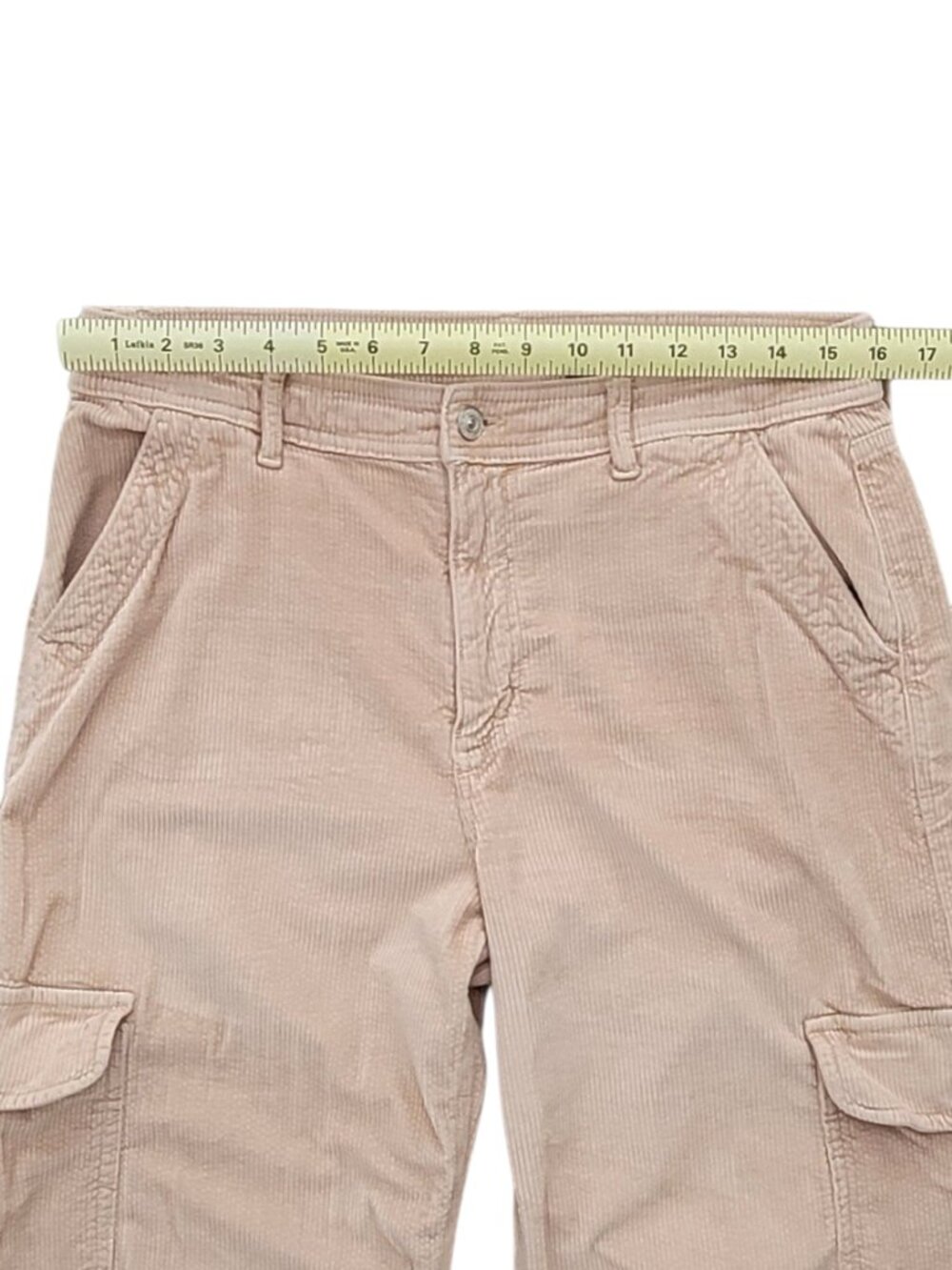 American Eagle High Rise Baggie Wide Leg Corduroy Cargo Pants Dreamy Drape Taupe - Picture 6 of 12